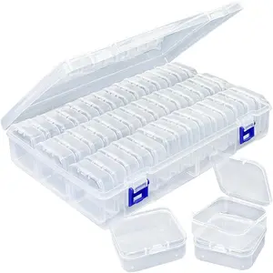 15/45pcs 45-Grid Clear Plastic Jewelry Organizer Box, Portable Divided Storage Case with Secure Locks, Clear Plastic Containers, for Earrings, Necklaces, Rings, Beads, DIY Crafts, Jewelry Making Supplies, Small Parts, Nail Art Accessories & Tiny Hardware