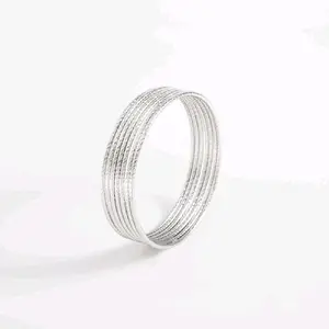 Rhodium-plated Seven Bangle Set for Women Stylish Durable Bangle Bracelet Size M Outer Diameter 6.4 cm Inner Diameter 6.1 cm