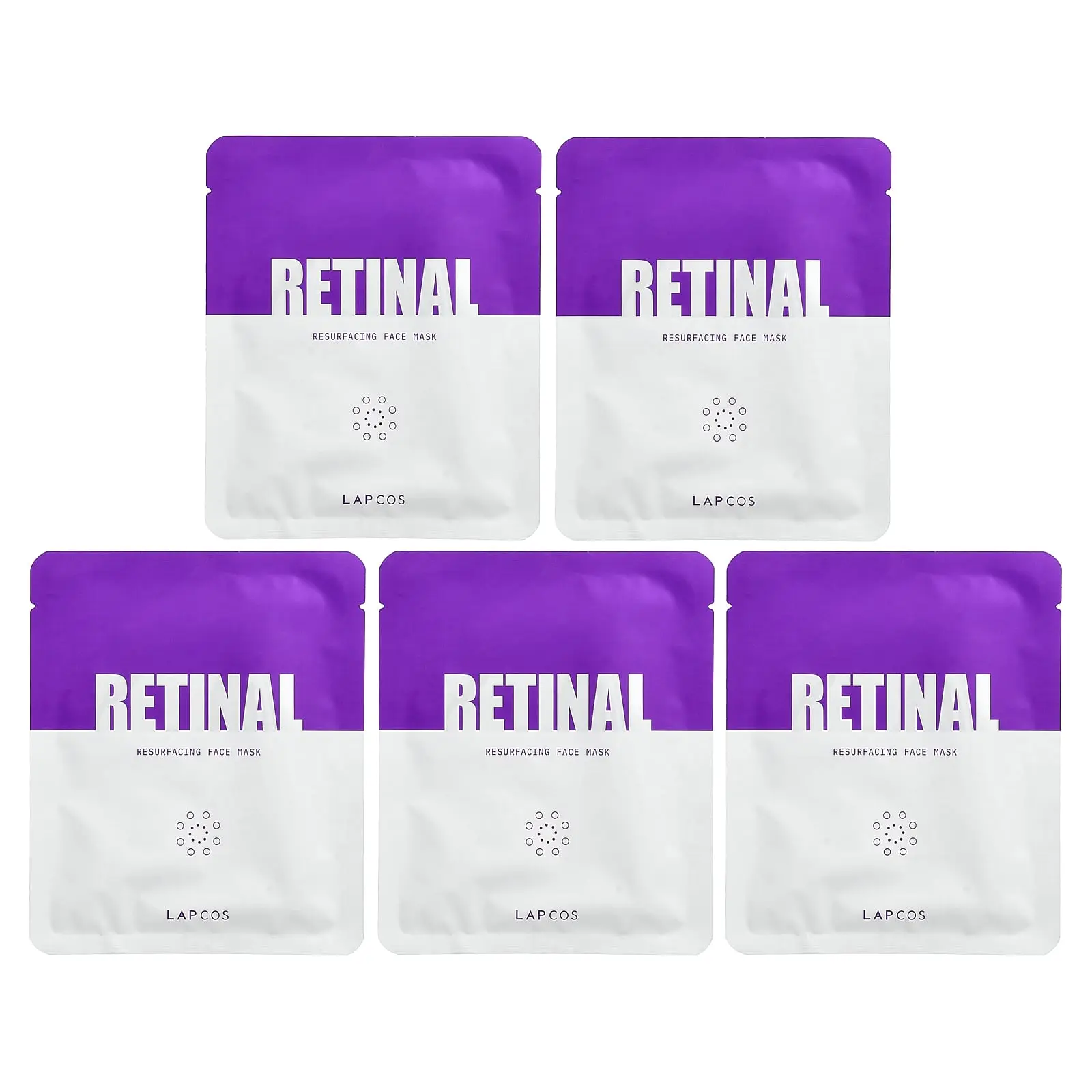 Lapcos Retinal Resurfacing Face Beauty Mask, 5 Sheets, 1.05 oz (30 g) Each