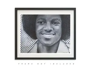 Michael Jackson Original Drawing Ltd Edition Print - Black and White Artwork Featuring Iconic Smile 8.5 x 11in Moab Entrada 300gsm Archival Paper Graphite Layers Signed & Stamped Authentic Collectible art print