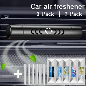 Car Air Freshener Set, 1 Alloy Diffuser + 2/6 Replacement Cores, Remove Odors, Car Deodorizer, Long-Lasting Freshness, Car Perfume Decorative Clip, Car Interior Diffusers, Car Fragrance