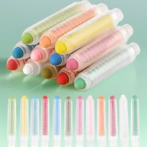 12 Pcs Dustless Colored Sidewalk Chalk with Holders, Non-Toxic Washable Toddler Drawing Chalk, Outdoor Art Play & Blackboard Writing Supplies, Safe for Kids