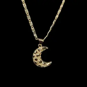 Half Moon Nugget Gold Necklace- 18k Gold Filled