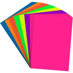 Colored Cardstock 8.5 in x 11 in,56 Sheet Fluorescent Neon Index Paper 250 GSM/90 LB HeavyWeight Card Stock Set of 7 Colors for  DIY Art Craft