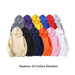Autumn Winter Fleece Solid Color Hoodie Men and Women Sweatshirt loose Casual Couple sweatshirts