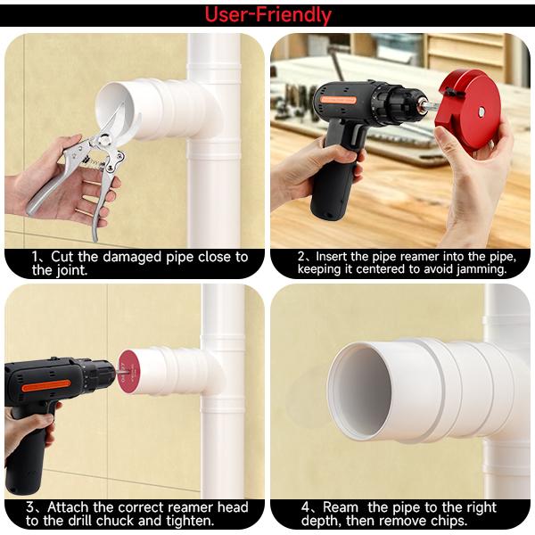 Areyourshop Mechanical Cutting Tool Set - Professional Plastic Pipe Reamer Kit for 1/2" Drills, High-Precision Alloy Cutters for PVC CPVC ABS Pipes Includes Sturdy Case