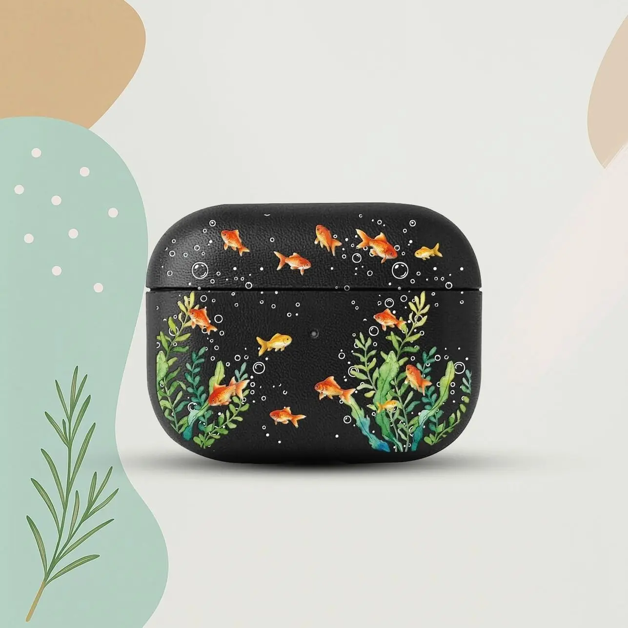 Goldfish AirPods 4 Eco Leather Case, Aquarium Fish AirPods Cover, Cute Underwater AirPods Case