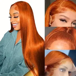 WeLove Ginger Wig 13x6 HD Lace Front Wigs for Black Women Synthetic Wig Straight Wig 30 Inch 220 Density Pre-Plucked Baby Hair