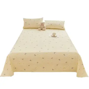 Double Layer Gauze Bed Sheet Single Piece Summer Student Dormitory Single Bed Sheet Pillowcase Three Piece Set Washed Cotton