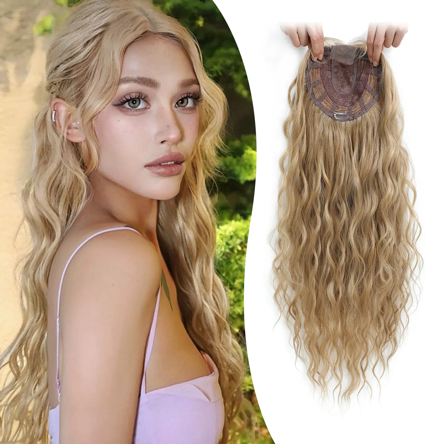 Hair Topper Hair Toppers for Women Long Curly Toppers hair pieces for women Hair Toppers for Women with Thinning Hair Synthetic Holloween Cosplay Wiglets Hair Topper