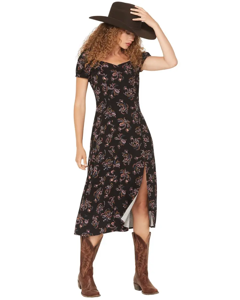 Idyllwind Women's Bethany Flutter Sleeve Midi Dress - Iwho25d3-Blk