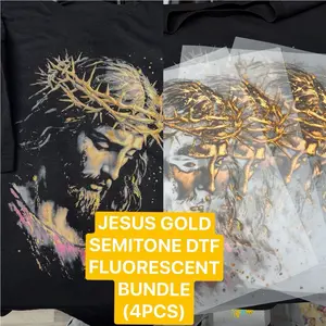 JESUS GOLD SHIRT DTF Transfers Bundle (4PCS) FLUORESCENT SEMITONO DTF TRANSFERS