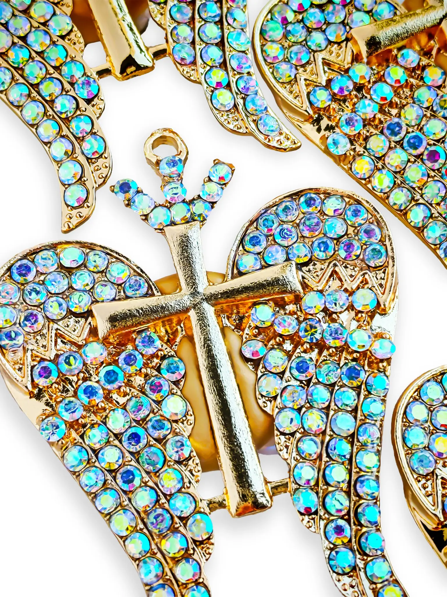 Creative Rhinestone Decorated Bling Crown Angel Wings, Geometric Patterns, Handmade Gift for Pens, Phone Chains, Keychains, Indoor Decor, Car Accessories, Rhinestone Crown Pendant, Exquisite Trendy Pendant, DIY Pendants, DIY Jewelry Making