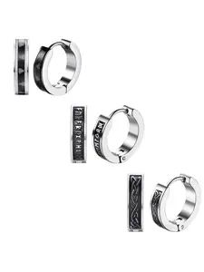 Viking Runes Design Hoop Earrings, Stainless Steel Hoops, Fashionable Stainless Steel Jewelry for Men & Women, Trendy All-match & Exquisite Jewelry for Birthday Gift, High Quality Earrings, Hoop Earring Sets