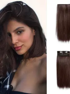 1 PC Clip ins Hair Extension 2 Clips Straight Hair Extensions, 1 Piece Set, Seamless Invisible Design, Suitable for Thin Hair, Enhances Volume