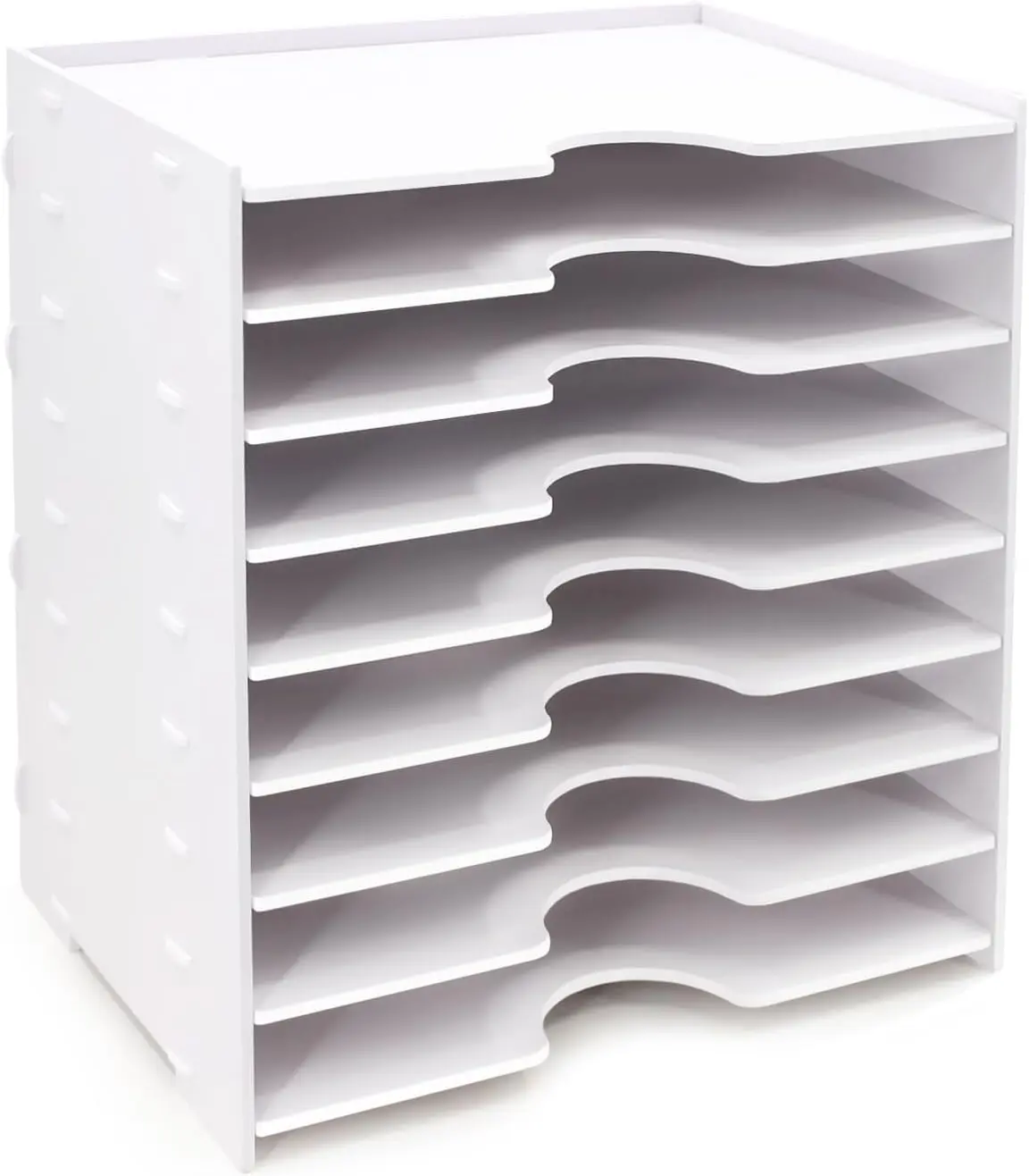 File Organizer for Desk - 9 Tier Wide Document Holder, Letter Mail Tray Storage Rack, File Sorter Organizer, Paper Storage Holder, Desktop Organizer for  Office School, White