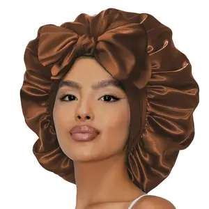 New Double Layer Satin Adjustable  Bonnet with Tie Band for Sleeping  Satin Lined Silk Skin Friendly  Bonnets for Women Natural Curly Hair Ladies' Gift