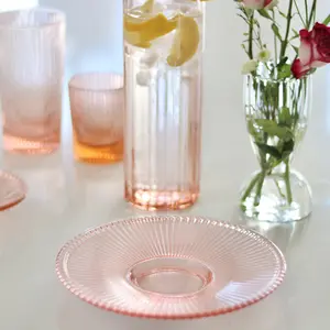 Pressed Pink Glass Medium Plates