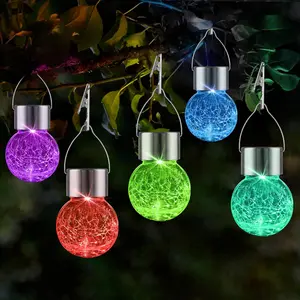 Solar Lights Outdoor Hanging Decorative Globe 8 Pack,  Solar Lantern with Handle and Clip, Solar  Glass Ball Lights for Garden Yard Fence Tree Umbrella Holiday Decor, Color Changing
