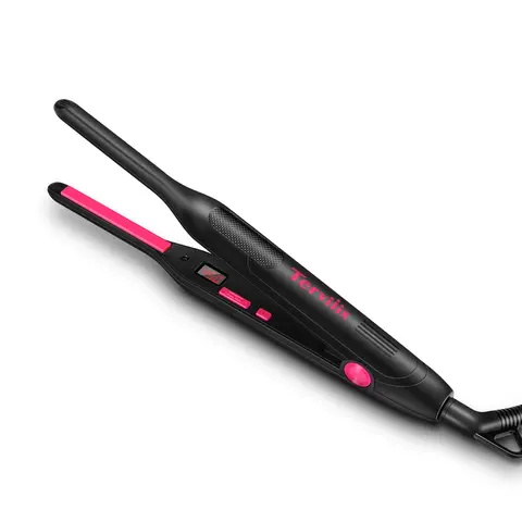 Terviiix 3/10-Inch Ceramic Tourmaline Mini Pencil Flat Iron - Unisex Flat Edge Curlers & Straighteners, Beard Straightener, Dual Voltage for Short Hair/Pixie Cut, Adjustable Temp, Auto Shut Off, Curling Irons, International Travel Single Item