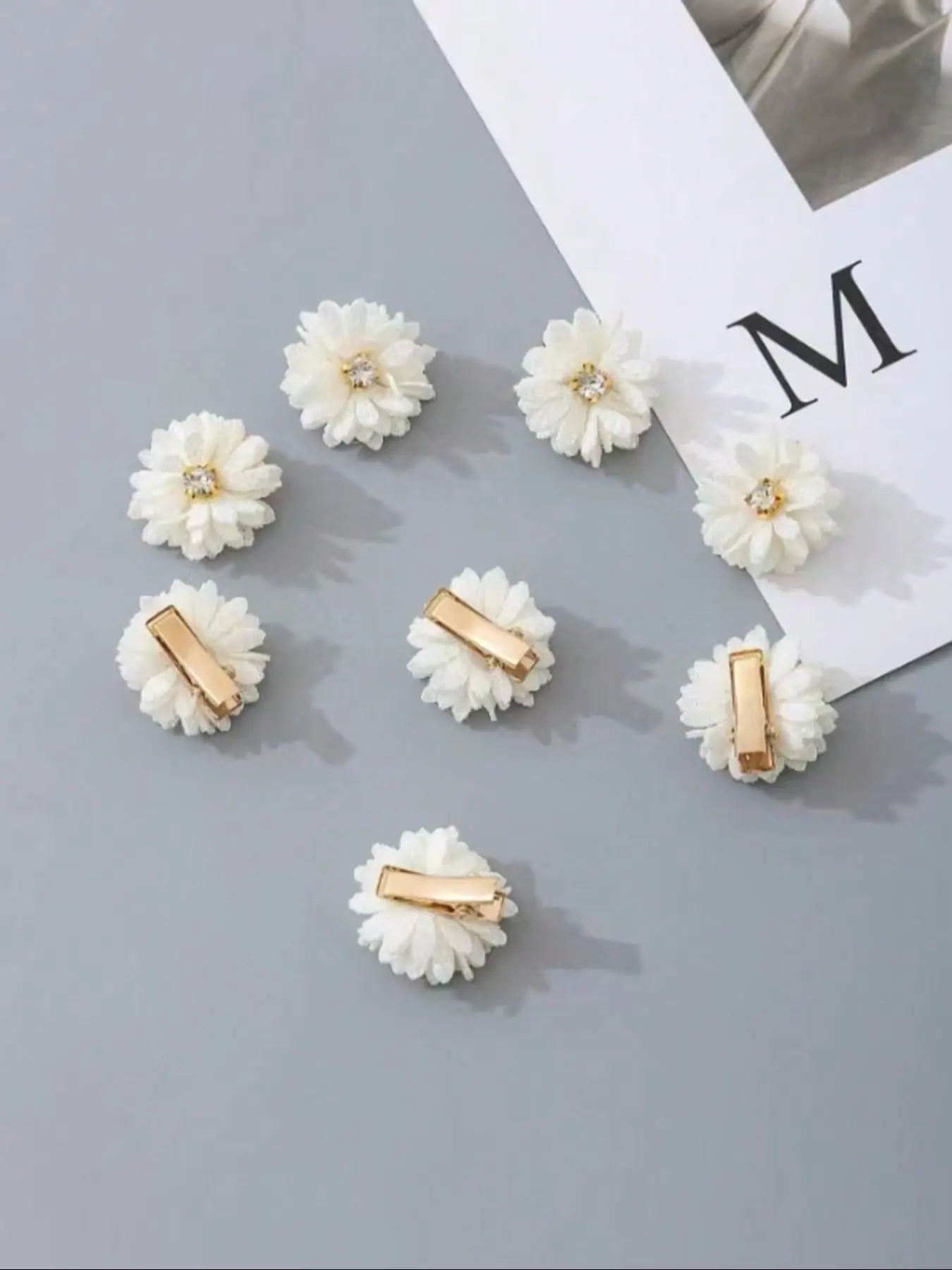 8pcs Fabric Flower Hair Clips Set, Chinese Style Bridal Headpiece, Solid Color Flower Hair Accessories, Perfect for Parties & Daily Wear, Party Wear, Floral Hair Accessories
