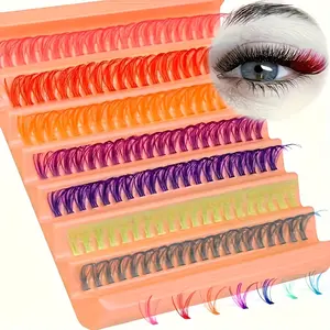 Color eyelash group, personal speaker eyelashes, 140 CC curled eyelash clusters, DIY eyelash extensions, color eyelashes for home use, color eyelash extensions, DIY Volume Eyelashes