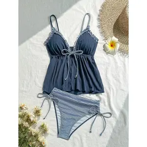 Women's Two-Piece Swimsuit Set, Sexy Vacation Beach Spa Swimwear with Chest Pads, Triangle Bottoms, Summer Bathing Suit, Swim Top Set