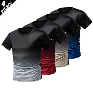 4-PACK Men'S Plain Slim Fitted Shirts Crewneck Longline T-Shirt Gym Workout Athletic Shirt Tees With Menswear Casual Tops,Classic Clothing Daily Wear,Fall Fashion Outfits 2026 clothes Unisex White T-shirt tiktokshopspringglowup neck round texas feeling