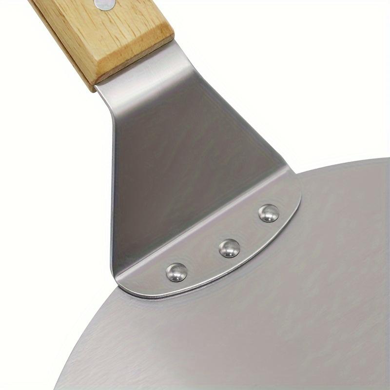 1 pc Wooden Handle Pizza Spatula, Stainless Steel Cake Lifter, Home Baking Tool, Easy Grip Home Kitchen Baking Accessory for Pizza & Cake