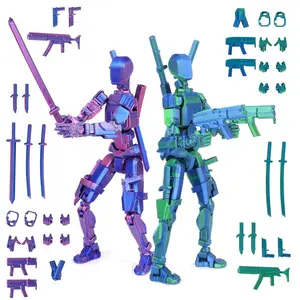 T13 Action Figure Set (Assembly Completed), 3D Printed Multi-Jointed, Titan 13 Action Figures, Multi-Articular Lucky Mobile Robot Nova T-13,Desktop Decorations for Game Lovers Toys