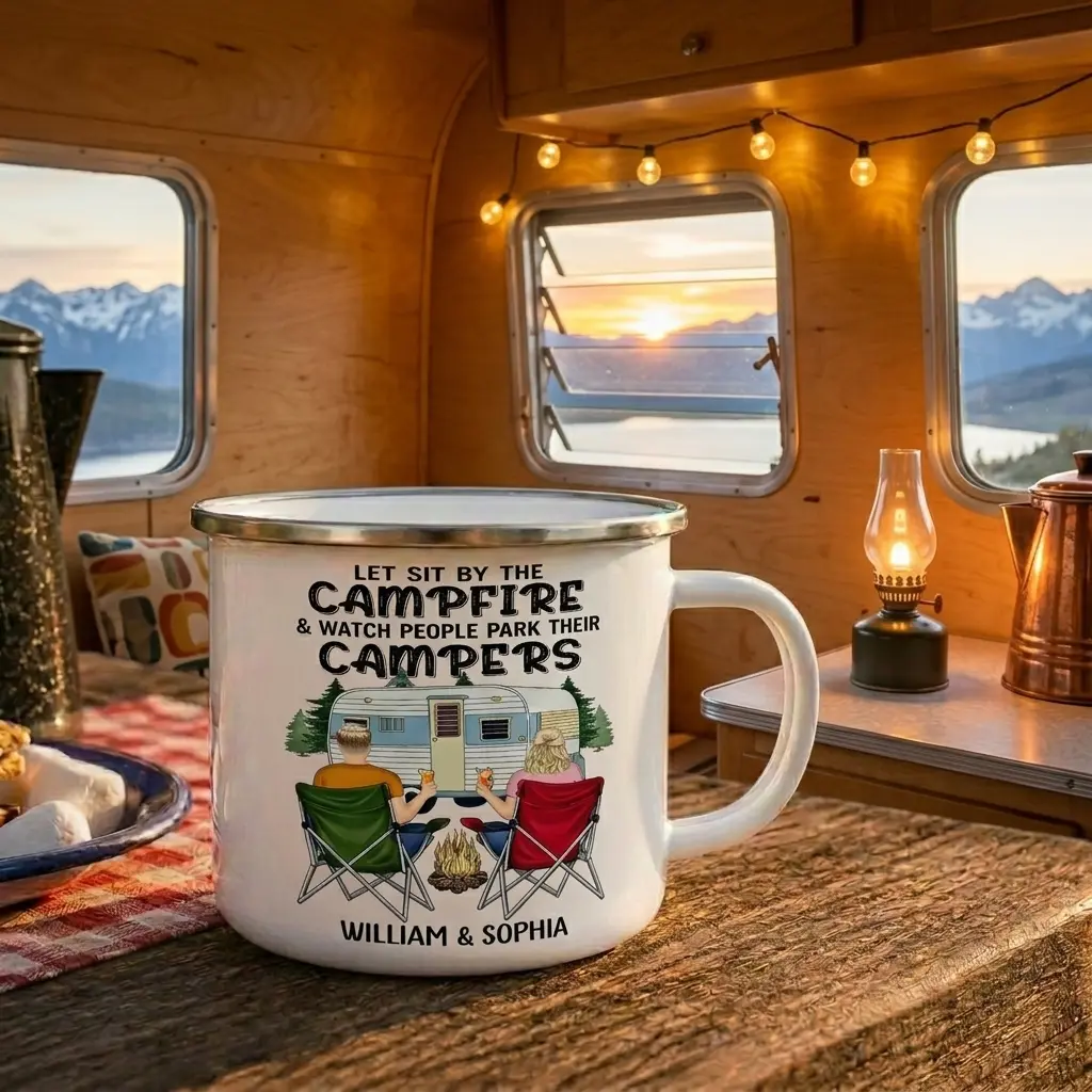 Let Sit By The Campfire Cup, Funny Camping Dad Cup, Outdoor Campfire Coffee Mug, Teller of Stories Design, Burner of Hot Dogs Humor, Rustic Camping Gift for Dad, Camper Gift Idea, Adventure Lover Mug, Father’s Day Gift, Vintage Campfire Coffee Cup