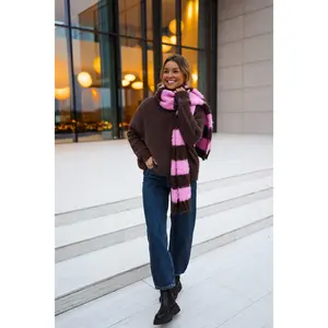 Brown and Pink Striped Stina Scarf