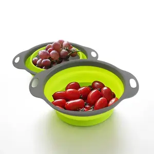Kitchen Multi-Function Drain Basket, Foldable Silicone Colander Suitable for Fruits Veggies