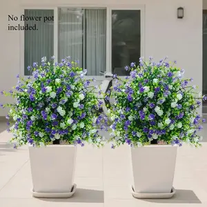 Two Artificial Tea Tree Plants with Ground Stakes, UV Resistant, Ideal for Summer & Fall Indoor Outdoor Decor, Home Hotel Garden Wedding, Artificial Flowers for Outside