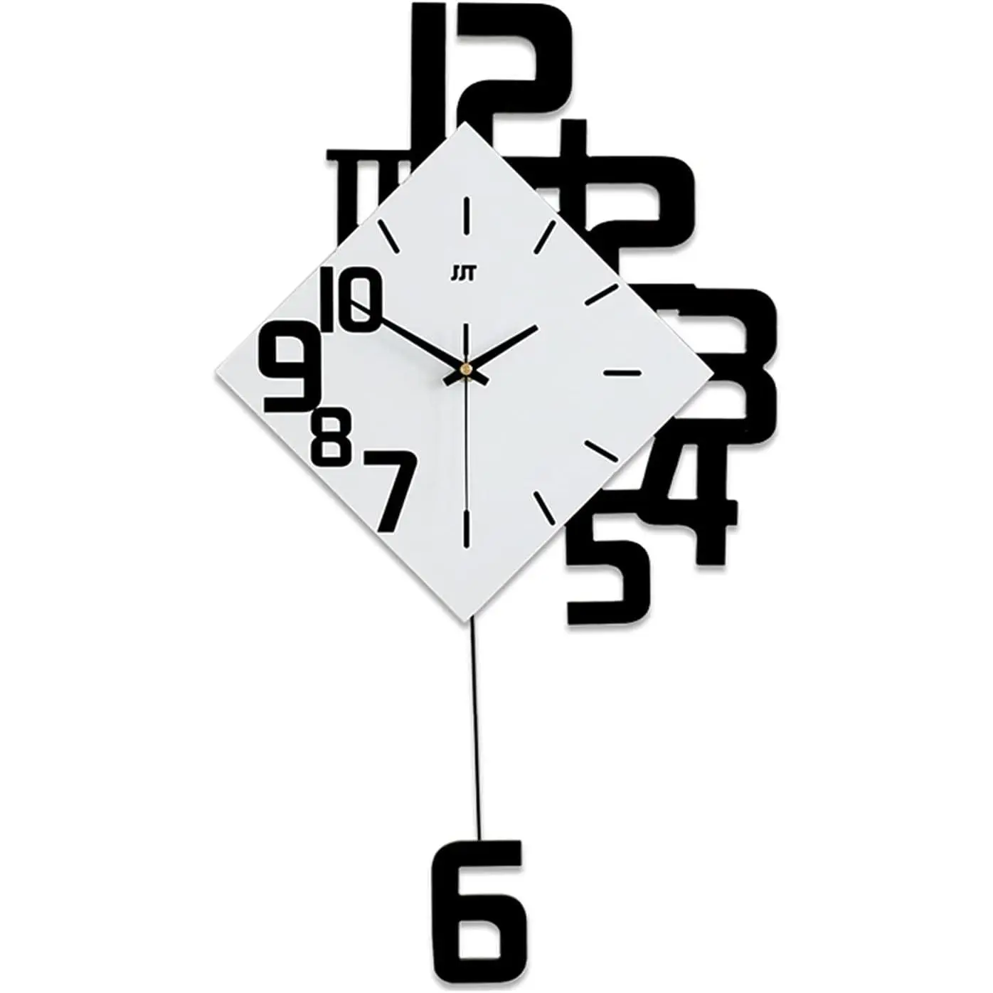 Silent Wall Clock - Large Mute Pendulum Quartz Pendant, Plain Modern Round Glass-Metal, Non-Toxic Rust-Resistant Decor for Living Room, Study