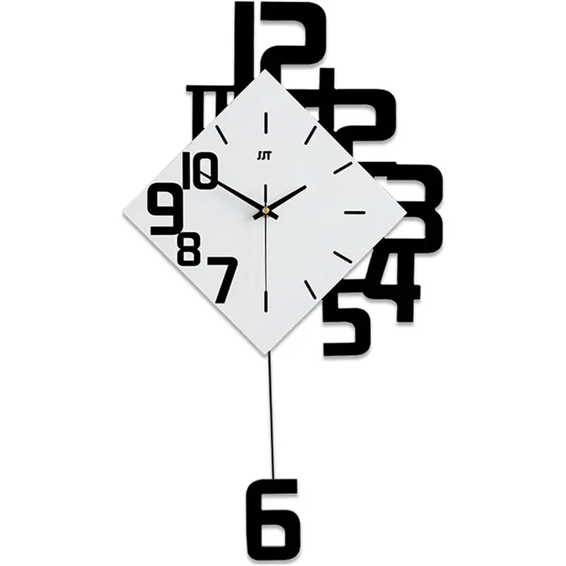 34x63cm Durable Analog Wall Clock - Battery-Powered Modern Round Glass-Metal Silent Pendulum, Accurate Pointer, Non-Toxic Corrosion-Resistant Quartz Core, Metal Shell, High Color Fastness, Long-Lasting for Living Room, Bedroom