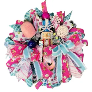 Candyland Wreath with Nutcracker Decorations Festive Christmas Wreath for Holiday Home Decor