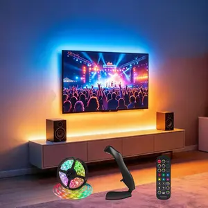 1 set of 13.1FT gaming lights TV LED lights USB LED light strips decorative LED designs TV LED backlighting color synchronization with a camera to capture the TV screen colors smart 5050RGB+IC wireless remote control for synchronization with music