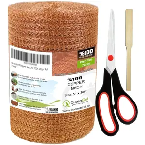 QueenBird Copper Mesh - 5" X 30 Feet - Blocker for Hole - DIY Hole Filler, Copper Fill Fabric, Distilling, Pure 100% Copper Roll, with Packing Tool and Scissors