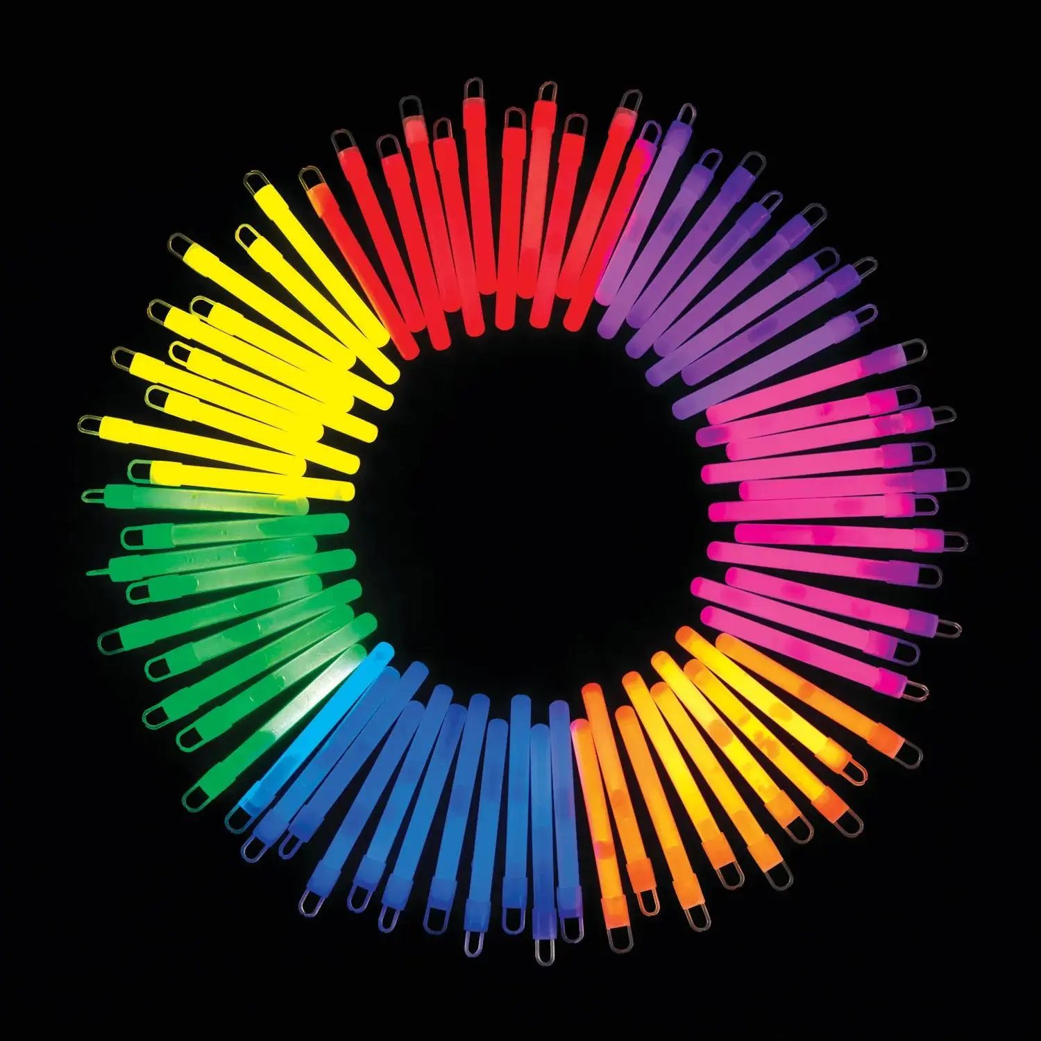4" Bulk 100 Pc. Classic Multicolor Plastic Glow Stick Assortment, Goodie Bag Stuffers, Party Favors Assortment