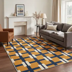 【Deals For You Days】BEIMO Floor Rug – Soft, Non-Slip, Pet Friendly, Machine Washable Home Carpet, Ideal Area Rug for Living Room, Bedroom, Kitchen ,ARC2788-OCHRE