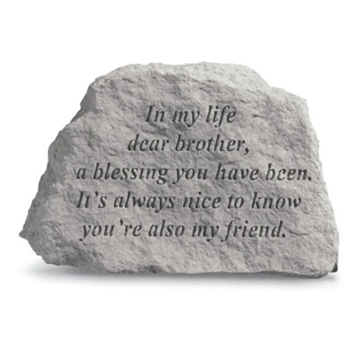 212 MAIN Decorative Engraved Cast Stone Outdoor Wall Decor - "In My Life Dear Brother" Design, Weatherproof Rough Finish, 6.5x4.5in Easy-Hang Wall-Mount Outdoor Furniture Accessory