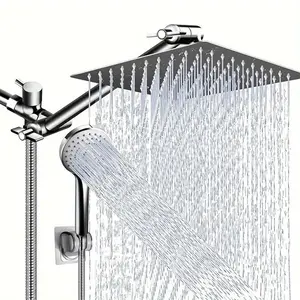 10 Inch High Pressure Rain Shower Head with Adjustable Extension Arm & Handheld Sprayer, Powerful Shower Equipment for Home Bathroom, Shower Head Set, Rainfall Shower Head With Handheld Combo