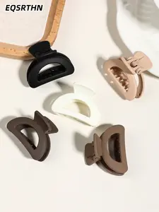 5 pieces of small matte hair claw clip semi-circular solid color non-slip strong grip hair jaw clip, suitable for thick hair accessories