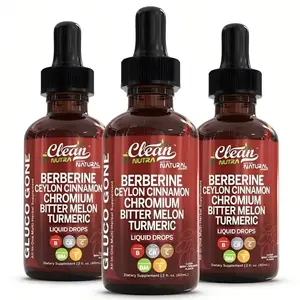 3 X Gluco Gone Organic Ceylon Cinnamon Berberine LiquidDrops Supplement with Bitter Melon Extract GlucomannanGymnema Chromium Turmeric Organic Panax Ginseng