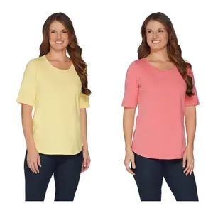 Denim & Co. Essentials Perfect Jersey 2-Pack Elbow Sleeve Tops