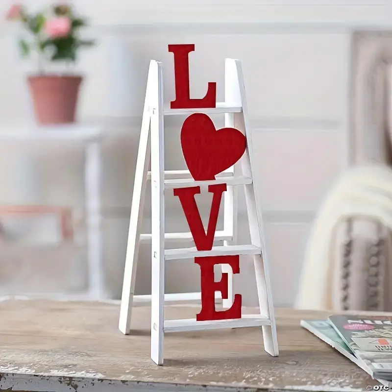 Ladder Love Model Letter DIY Decorative Ornament, Handmade DIY Ornament, Used for Desktop Display, Office Desk, Desk Decoration, Wooden, Acrylic