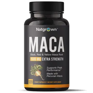 Natgrown Organic Maca Root Supplement Capsules 1500 mg for Men & Women - Gluten Free - 120ct