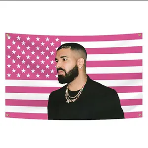 Drake 3x5Ft Pink Music Art Flags Wall Hanging Tapestry for Man Cave College Dorm Room  Decoration Outdoor Funny Party Banner