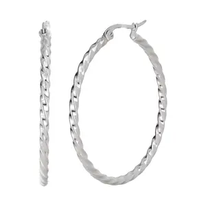Steel by Design 2" Twisted Hoop Earrings